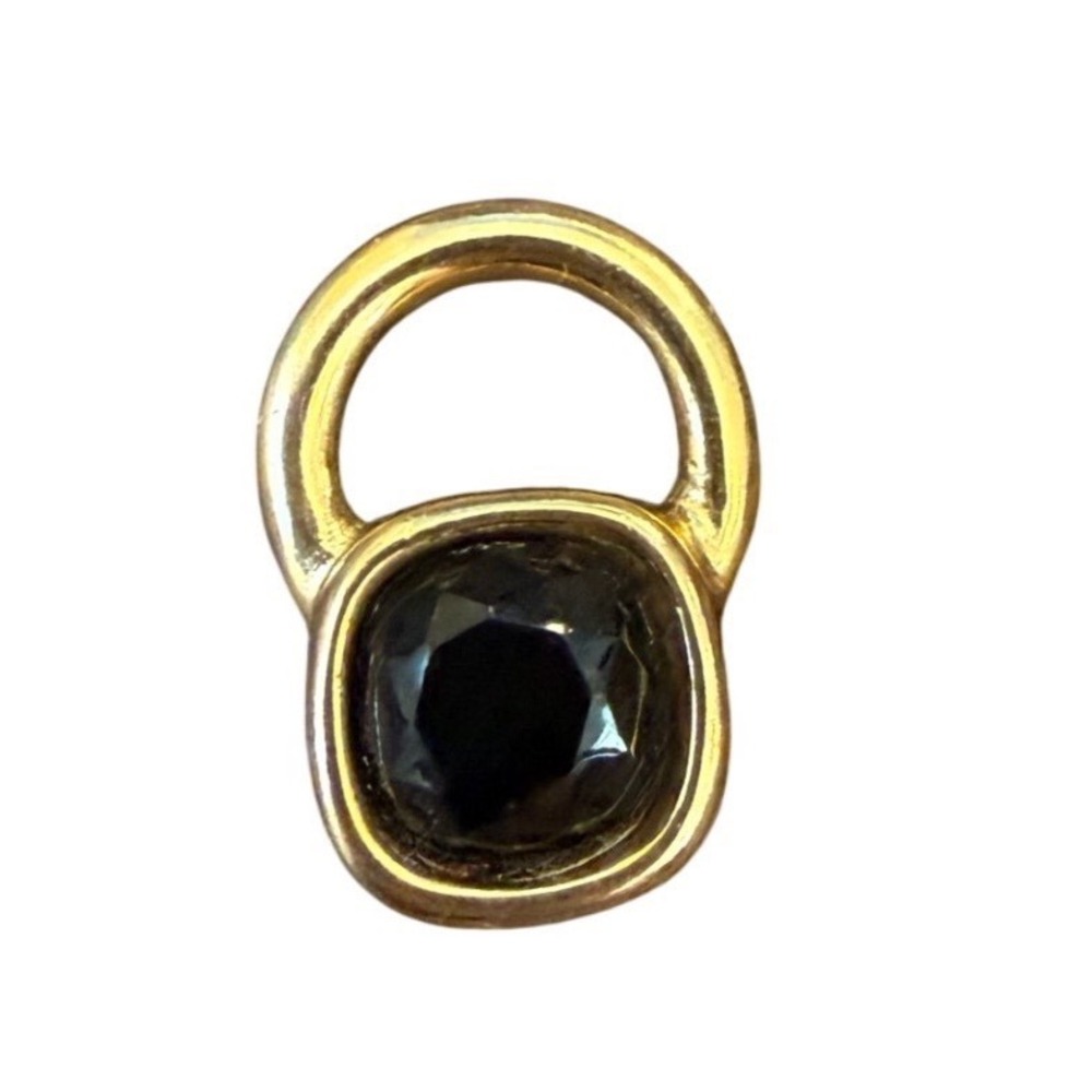 Givenchy Gold Tone Black Stone Square Charm Pendant Necklace Pendant Only - Picture 8 of 8